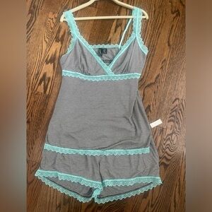 New Cynthia Rowley black turquoise pj cami set M